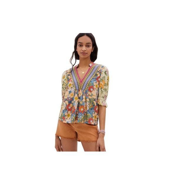 Bl-nk Tops - Bl-nk London Size M NWT Stephanie Top in Blue Motif